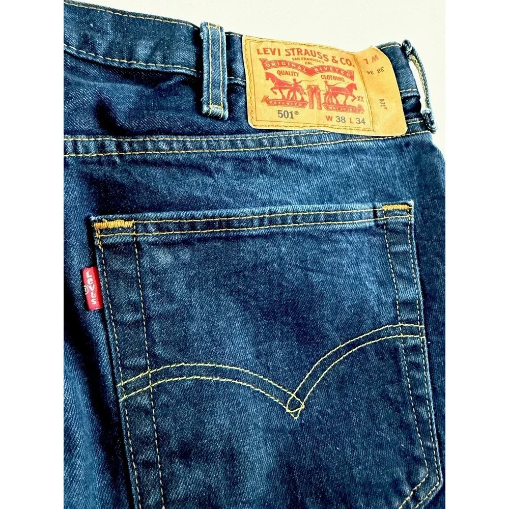 Levi's 501 Men's Denim Jeans 38X34 Button Fly Straight Leg Red Tab